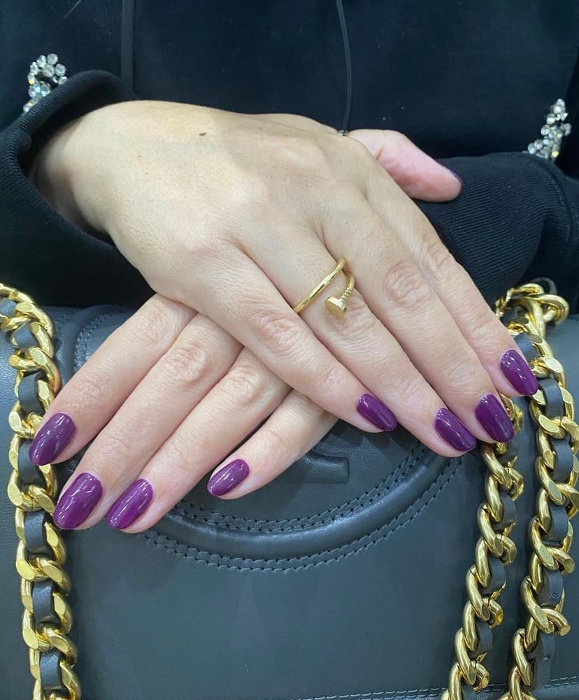 Purple gel manicure