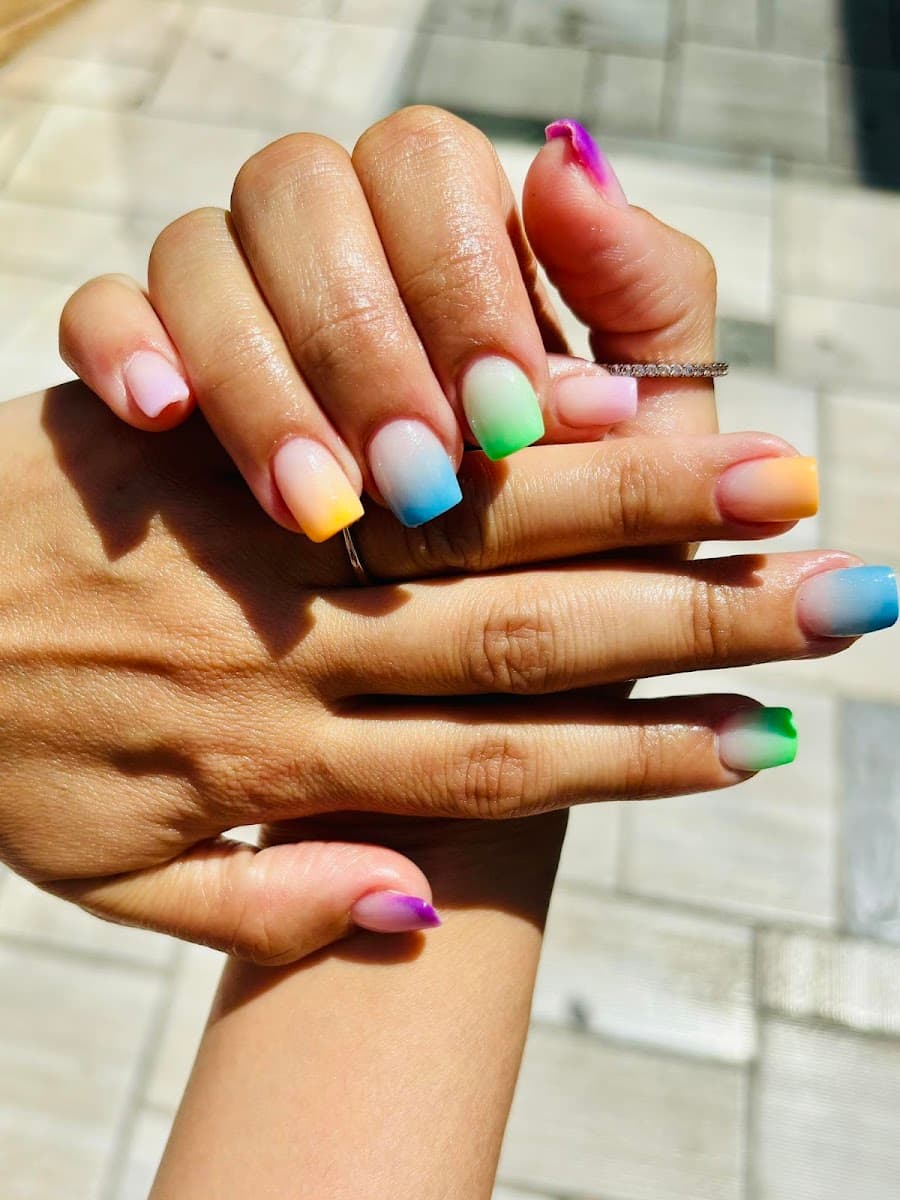 Colorful rainbow nail art